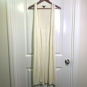 Express - Ivory Long Knit Tank Cardigan Size XS/S